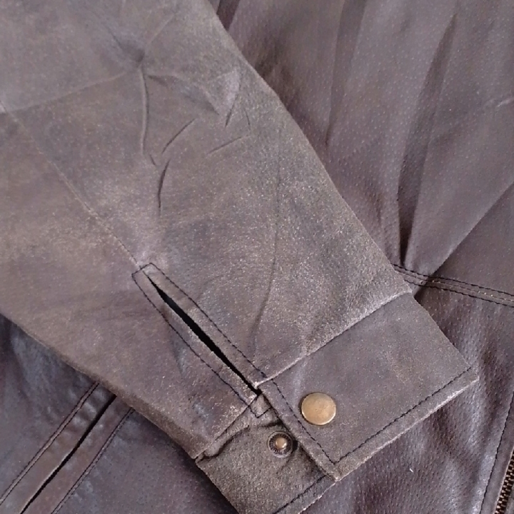 Vintage 90s NEVADA Brown Leather Jacket for Men - Picture 5 of 13